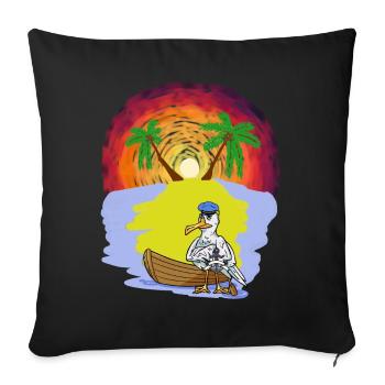 Ahoi Caribbean Island Rowing Boat Seagull Captain Trip - Sofa pillowcase 17,3'' x 17,3'' (45 x 45 cm) - black - Front