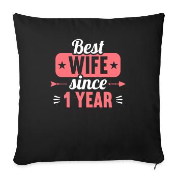 Meilleure épouse depuis 1 an 1er jour de mariage - Housse de coussin décorative 45 x 45 cm - noir - Devant