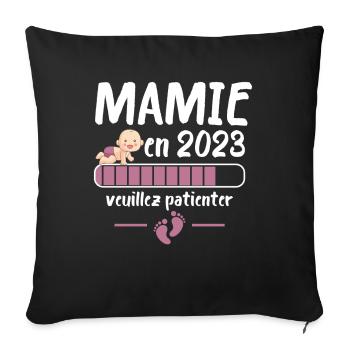 Future Mamie 2023 Idée Cadeau Nouvelle Naissance - Housse de coussin décorative 45 x 45 cm - noir - Devant