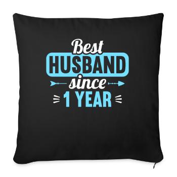 Meilleur mari depuis 1 ans 1er jour de mariage - Housse de coussin décorative 45 x 45 cm - noir - Devant