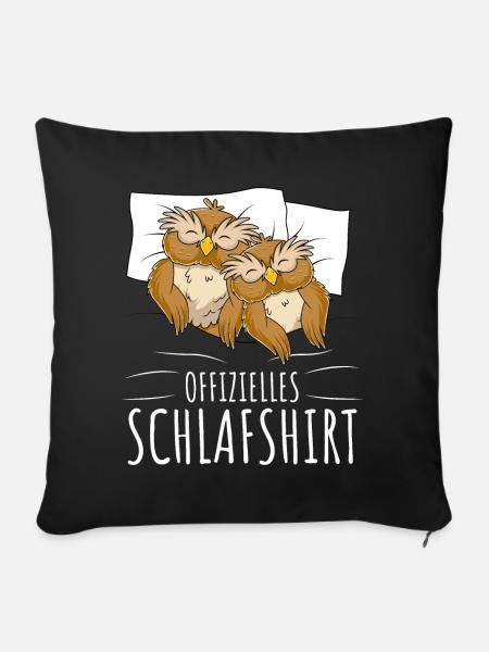 Eulen Offizielles Schlafshirt Eule - Sofakissenbezug 45 x 45 cm - Schwarz