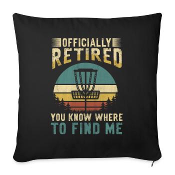 Cadeau de retraité du Disc Golf officiellement retiré - Housse de coussin décorative 45 x 45 cm - noir - Devant
