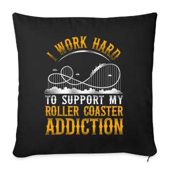 Roller Coaster Vintage I Work Hard - Sofa pillowcase 17,3'' x 17,3'' (45 x 45 cm) - black - Front