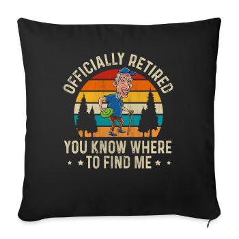 Cadeau de retraité de disc golf officiellement retraité - Housse de coussin décorative 45 x 45 cm - noir - Devant