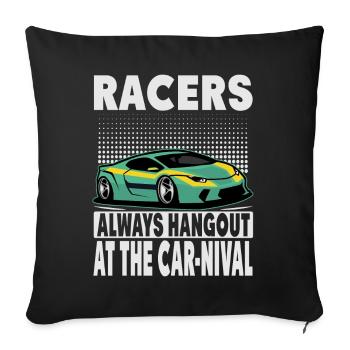 Les coureurs traînent toujours au Car-Nival - Drôle - R - Housse de coussin décorative 45 x 45 cm - noir - Devant