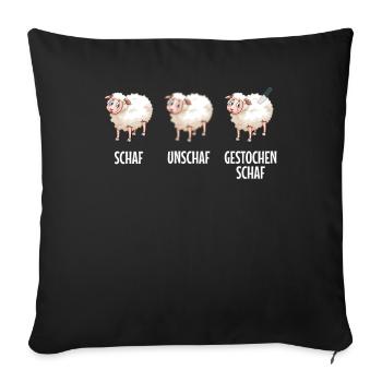 Photographie Moutons et moutons piqués moutons - Housse de coussin décorative 45 x 45 cm - noir - Devant