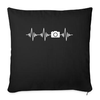 Camera Photograph Heartbeat - Sofa pillowcase 17,3'' x 17,3'' (45 x 45 cm) - black - Front