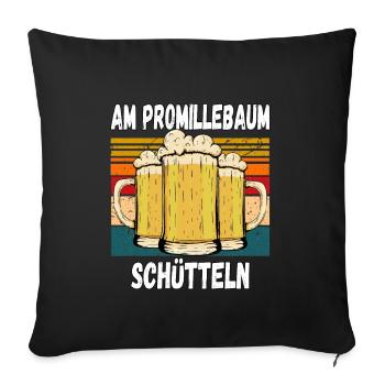 Am Promillebaum Schütteln witziger Trinkspruch - Sofakissenbezug 45 x 45 cm - Schwarz - Vorne