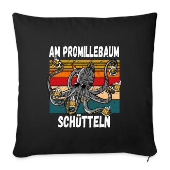 Am Promillebaum Schütteln witziger Trinkspruch - Sofakissenbezug 45 x 45 cm - Schwarz - Vorne