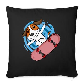 Dog Belgian Shepherd as a skater - Sofa pillowcase 17,3'' x 17,3'' (45 x 45 cm) - black - Front