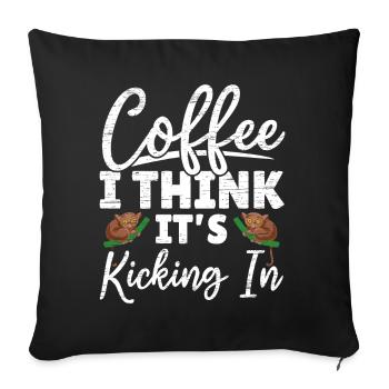 Le café, je pense que ça commence à marcher Tarsierf - Housse de coussin décorative 45 x 45 cm - noir - Devant