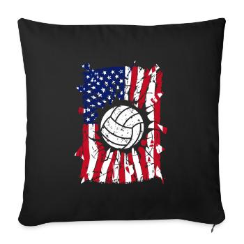 Volleyball Torn America Flag - Sofa pillowcase 17,3'' x 17,3'' (45 x 45 cm) - black - Front