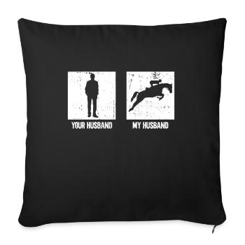 Votre mari mon mari - Courses de chevaux - Housse de coussin décorative 45 x 45 cm - noir - Devant