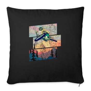 Retro Mountain Biker springt über die Table vor - Sofakissenbezug 45 x 45 cm - Schwarz - Vorne