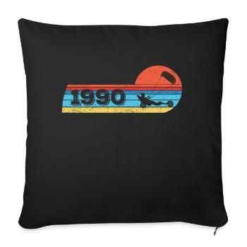 Kite-Strand-Segler born 1990 Birthday - Sofa pillowcase 17,3'' x 17,3'' (45 x 45 cm) - black - Front
