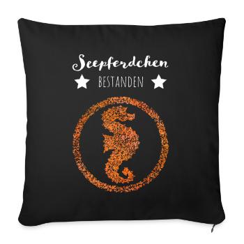 Seepferdchen Seepferd Bestanden Abzeichen Geschenk - Sofakissenbezug 45 x 45 cm - Schwarz - Vorne