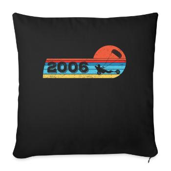 Kite-Strand-Segler born 2006 Birthday - Sofa pillowcase 17,3'' x 17,3'' (45 x 45 cm) - black - Front