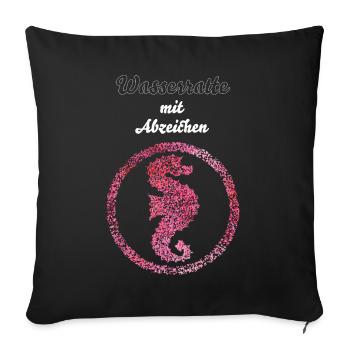 Seepferdchen Abzeichen Schwimmprüfung Wasserratte - Sofakissenbezug 45 x 45 cm - Schwarz - Vorne