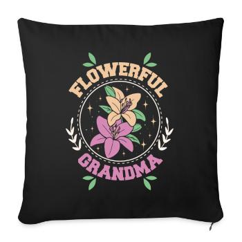 Grand-mère fleurie - Housse de coussin décorative 45 x 45 cm - noir - Devant