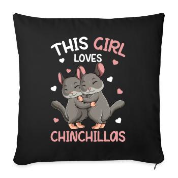 Chinchilla Fille - Housse de coussin décorative 45 x 45 cm - noir - Devant