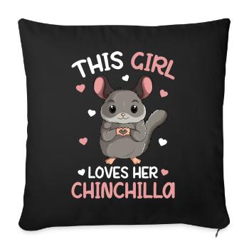 Chinchilla Girls Enfants - Housse de coussin décorative 45 x 45 cm - noir - Devant