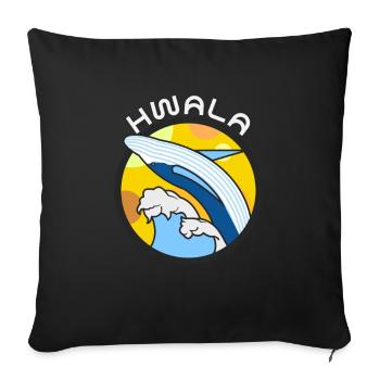 Baleine Bleu Baleine Eau Mer Océan Vague Soleil HWALA - Housse de coussin décorative 45 x 45 cm - noir - Devant