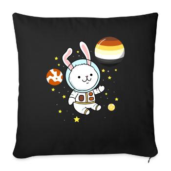 Hase im Weltraum Gay Bear Pride - Sofakissenbezug 45 x 45 cm - Schwarz - Vorne