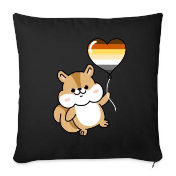 Écureuil Coeur Ballon Gay Ours - Housse de coussin décorative 45 x 45 cm - noir - Devant