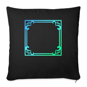 Blue frame with ornaments gift - Sofa pillowcase 17,3'' x 17,3'' (45 x 45 cm) - black - Front