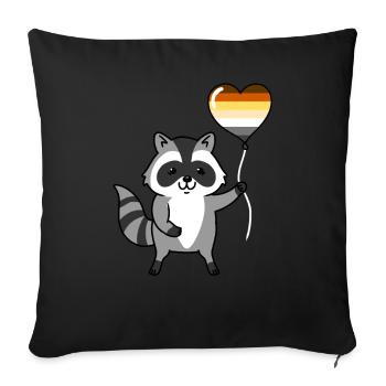 Raton laveur Cœur Ballon Gay Ours - Housse de coussin décorative 45 x 45 cm - noir - Devant