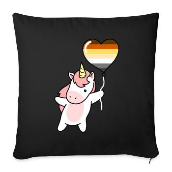 Unicorn Heart Balloon Gay Bear - Sofa pillowcase 17,3'' x 17,3'' (45 x 45 cm) - black - Front
