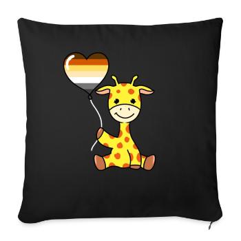 Giraffe with Gay Bear Balloon - Sofa pillowcase 17,3'' x 17,3'' (45 x 45 cm) - black - Front