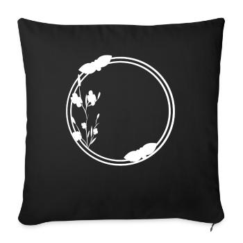 Spring Frame Circle in White Flowers - Sofa pillowcase 17,3'' x 17,3'' (45 x 45 cm) - black - Front