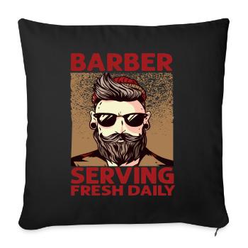 Barbier servant frais tous les jours - Coupe de cheveux - Drôle - Bea - Housse de coussin décorative 45 x 45 cm - noir - Devant
