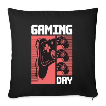 Gaming Day Nerd Spieler Gamer Videospiel - Sofakissenbezug 45 x 45 cm - Schwarz - Vorne
