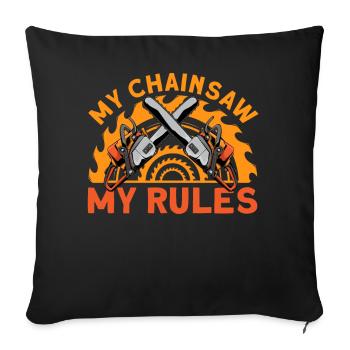 Ma tronçonneuse Mes règles - Housse de coussin décorative 45 x 45 cm - noir - Devant