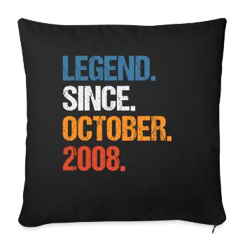 Légende depuis octobre 2008 Anniversaire - Housse de coussin décorative 45 x 45 cm - noir - Devant