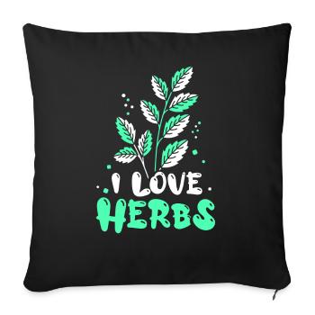 J’adore les herbes herbes herbes aromatiques jardin d’herbes aromatiques - Housse de coussin décorative 45 x 45 cm - noir - Devant