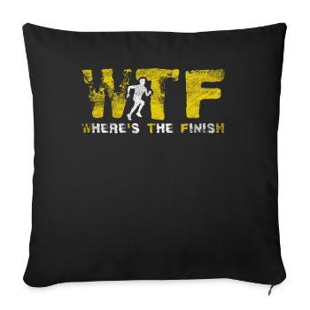 WTF - Où est le coureur de marathon amusant d’arrivée - Housse de coussin décorative 45 x 45 cm - noir - Devant