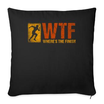WTF - Où est le coureur de marathon amusant d’arrivée - Housse de coussin décorative 45 x 45 cm - noir - Devant