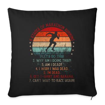 6 étapes de marathon Course Drôle de marathon - Housse de coussin décorative 45 x 45 cm - noir - Devant