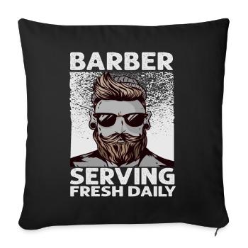 Barbier servant frais tous les jours - Coupe de cheveux - Drôle - Bea - Housse de coussin décorative 45 x 45 cm - noir - Devant