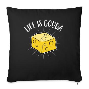Fromage Käsefan Amateur de fromage Gouda Fromage à pâte dure - Housse de coussin décorative 45 x 45 cm - noir - Devant