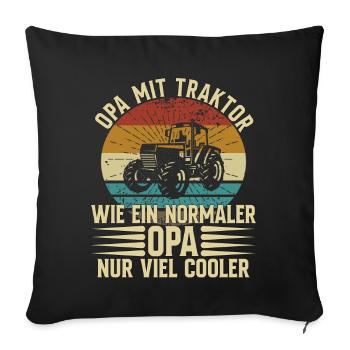 Opa Mit Traktor - Landwirt - Sofakissenbezug 45 x 45 cm - Schwarz - Vorne
