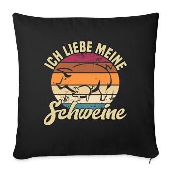 Ich Liebe Meine Schweine - Sofakissenbezug 45 x 45 cm - Schwarz - Vorne