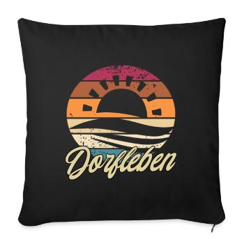 Dorfleben Sonnenuntergang - Sofakissenbezug 45 x 45 cm - Schwarz - Vorne