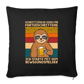 Schrittzähler Sind Für Fortgeschrittene Faultier - Sofakissenbezug 45 x 45 cm - Schwarz - Vorne