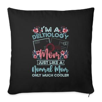 Deltiology Mom Postcard Collector for Deltiologists - Sofa pillowcase 17,3'' x 17,3'' (45 x 45 cm) - black - Front