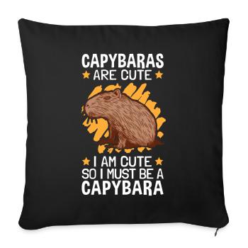 Je suis un Capybara capybara - Housse de coussin décorative 45 x 45 cm - noir - Devant