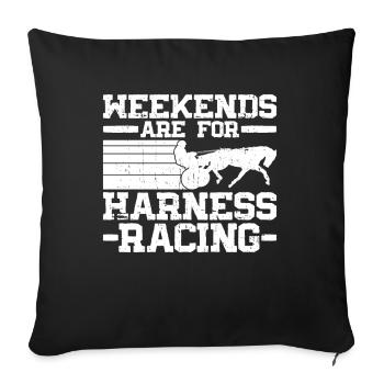 Les week-ends sont pour les courses de trot - courses de chevaux - Housse de coussin décorative 45 x 45 cm - noir - Devant
